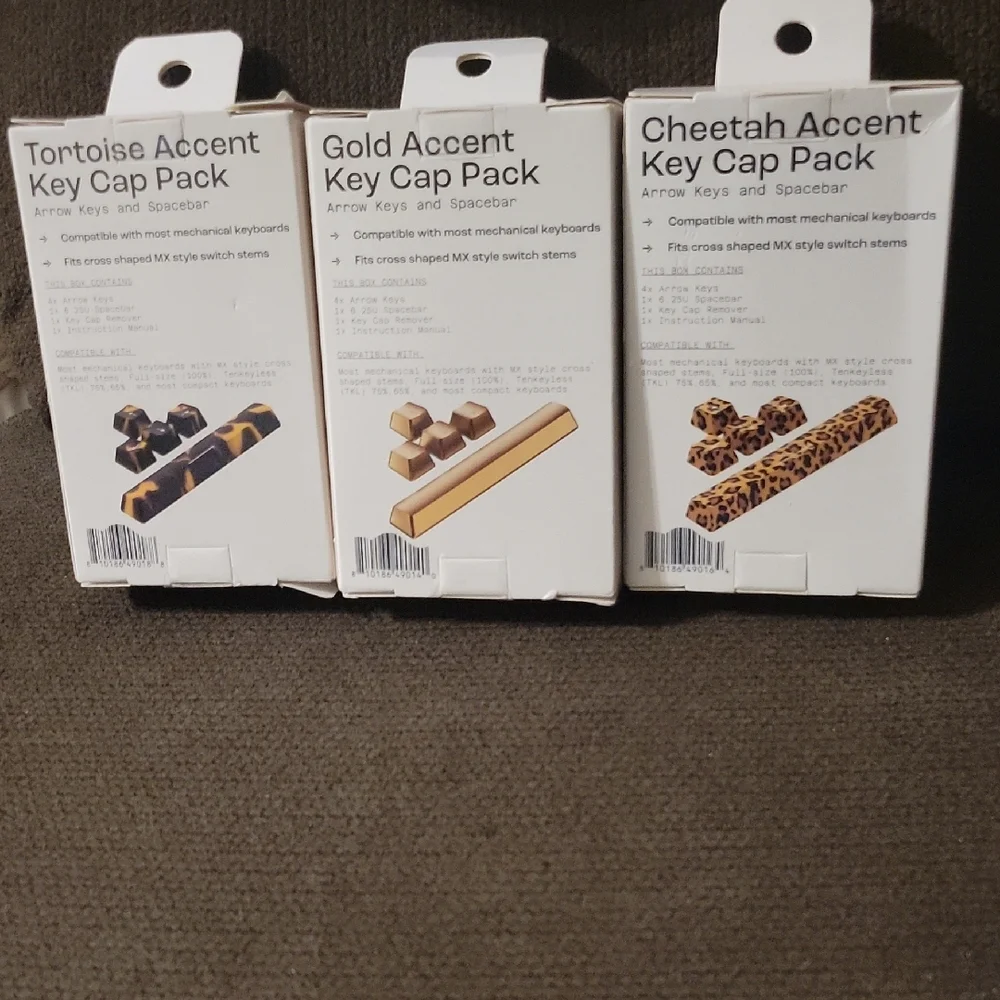NORTH Tortoise, Gold, and Cheetah Key Cap Set Arrow Keys and Spacebar (4) Packs